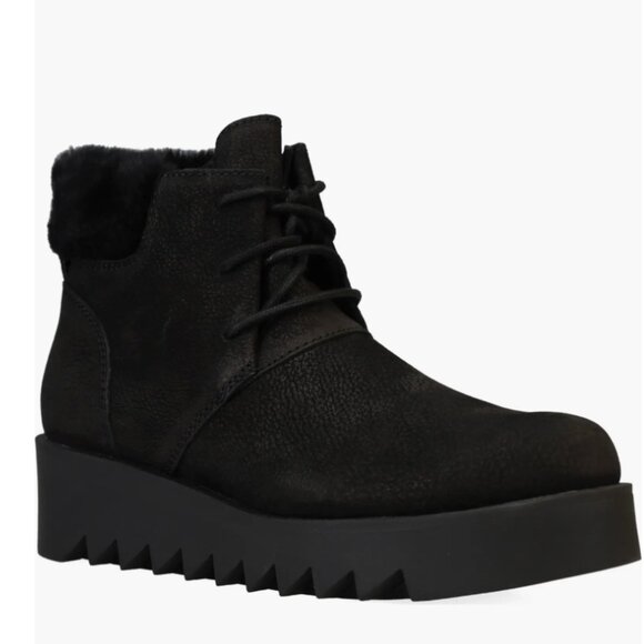 Eileen Fisher Kenille Genuine Shearling Trim Wedge Bootie Size 11 New - Picture 1 of 8